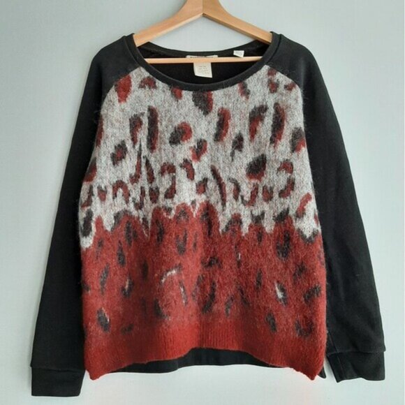 MAISON SCOTCH Sweater Fuzzy Mixed Media Crewneck & Sweatshirt Top Sz 6 / S Flaw - Picture 14 of 14